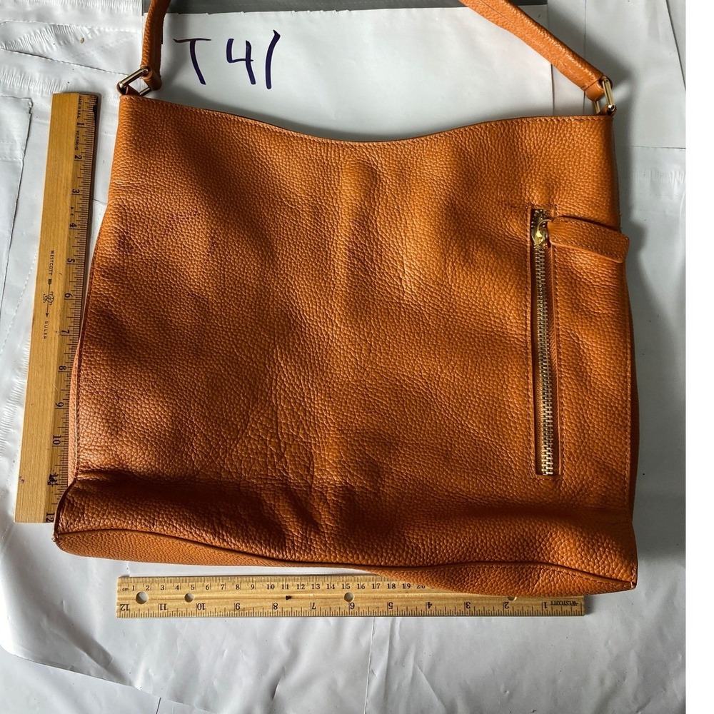 Teal Pebbled Leather Shoulder Bag Zip Pockets Vintage Slouch Hobo Purse